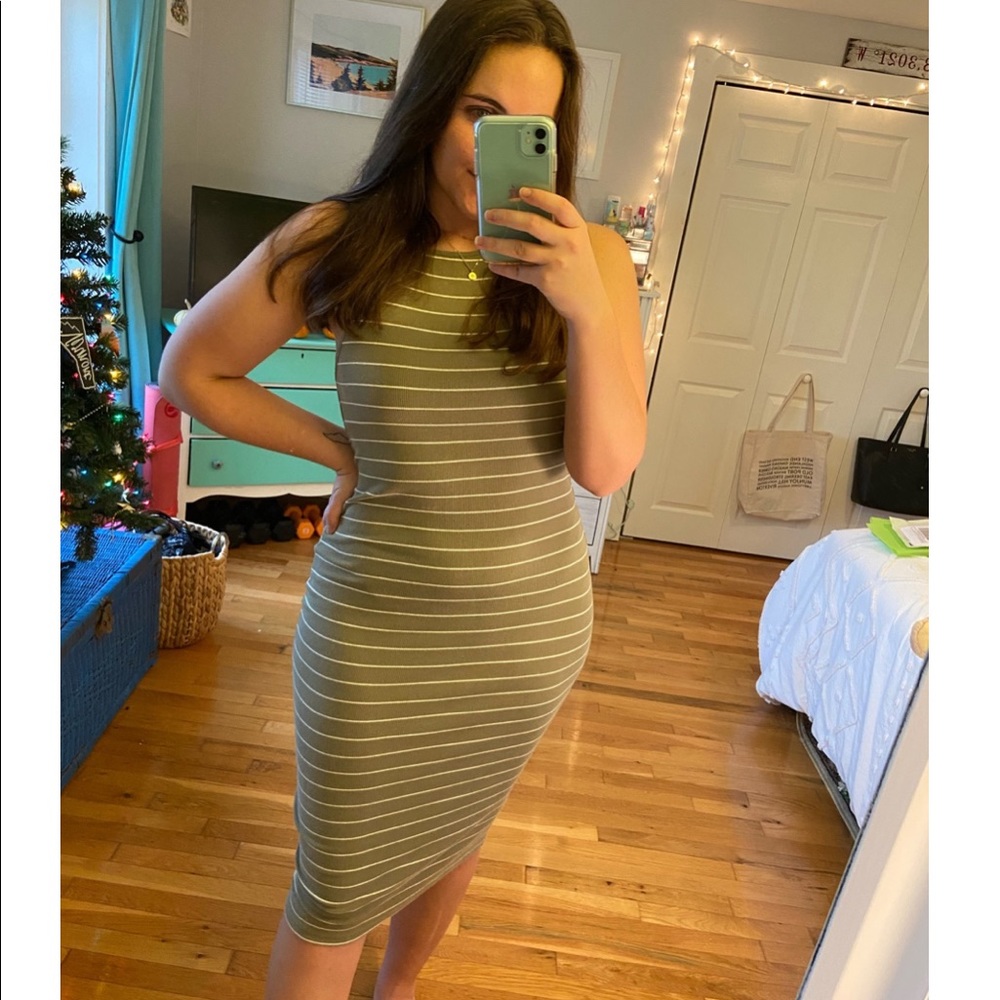 Forever 21 Mossy Green Body Con Dress